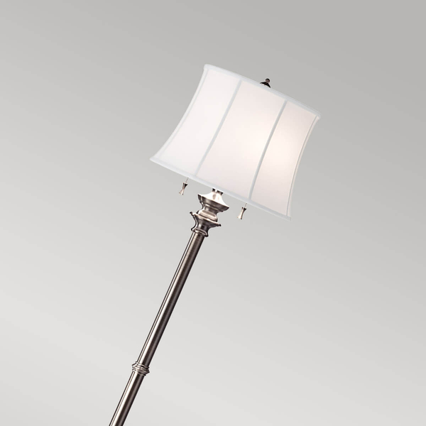 Podłogowa lampa Stateroom FE-STATEROOM-FL-AN Feiss abażur nikiel biały
