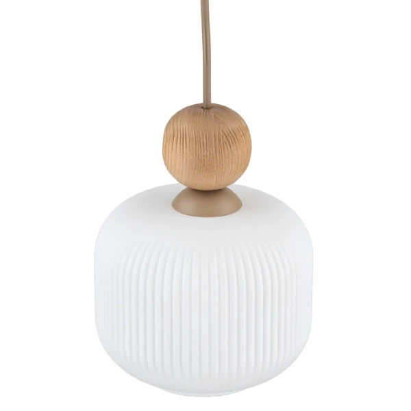 Wisząca lampa nad stół Ballo 11049 szklana ryflowana biały beżowy