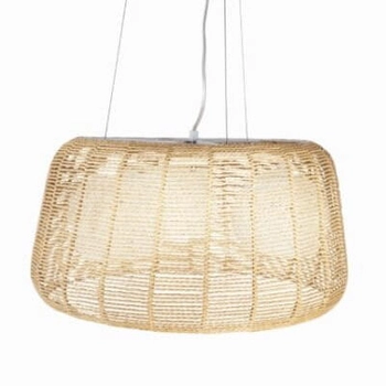 Wisząca lampa salonowa Koshi P0499 Maxlight ratan boho biały beżowy