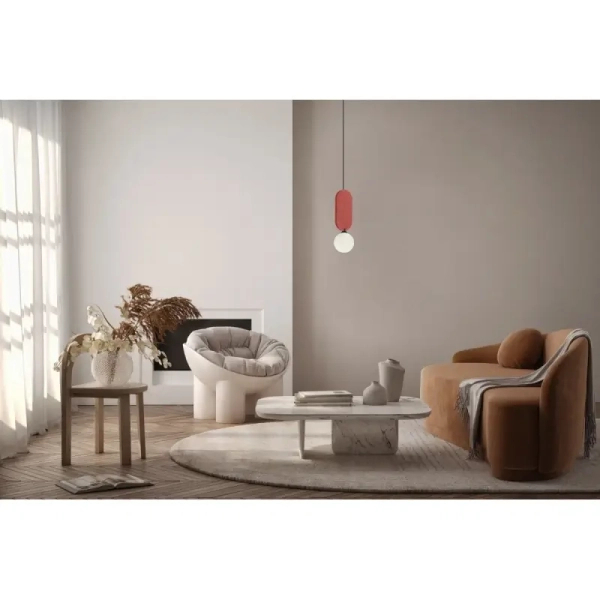 Lampa wisząca z filcu Lorenzo PND-59815-1-RED okrągła biała czerwona