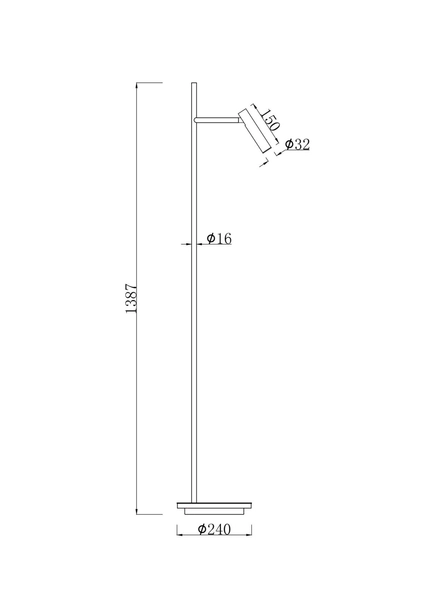 Loftowa lampa stojąca Estudo Z010FL-L8B3K Maytoni LED 11W 3000K tuba czarna
