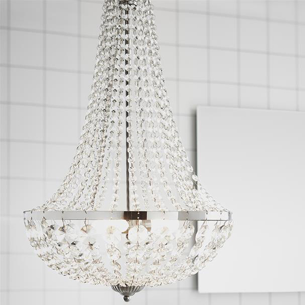 Wisząca lampa kryształowa Granso107551 pokojowa łańcuszki ip44 chrom