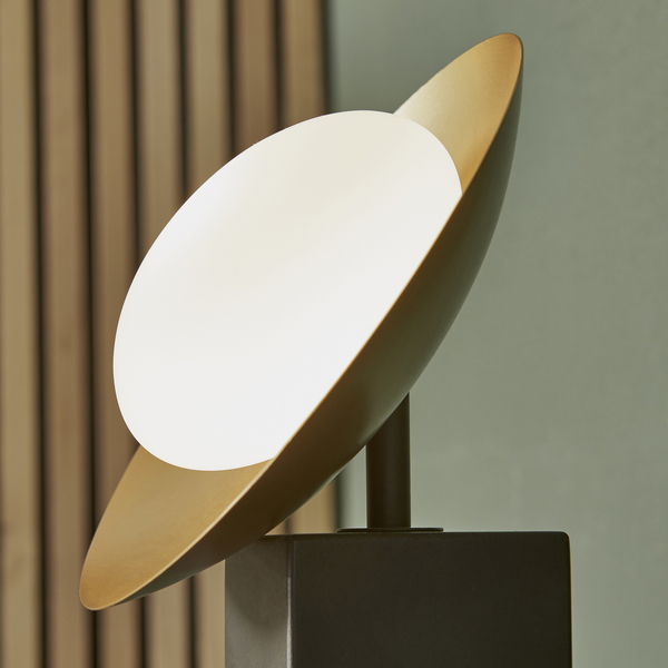 Stołowa lampa modernistyczna L&-192038 Light& okrągła złota brązowa