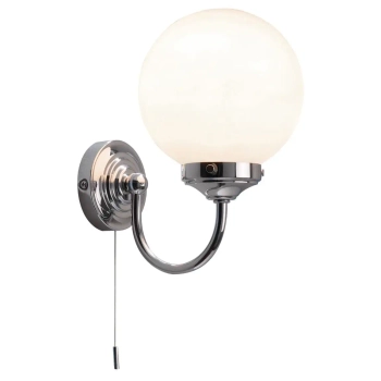 Łazienkowy kinkiet ścienny Barclay BAR0750 szklany kula biała chrom