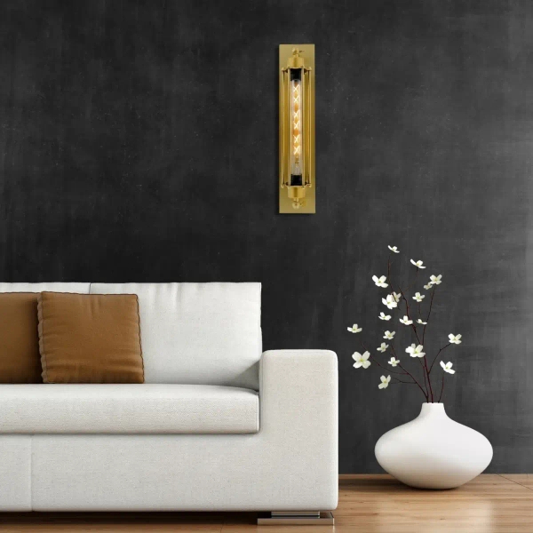 Podłużny kinkiet ścienny Retro Loft ABIGALI-KR-E27-GOLD metalowy złoty
