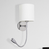 Kinkiet LAMPA ścienna LARKIN 6529 Rabalux abażurowa OPRAWA z peszlem LED 3W 2800K do czytania chrom biała halva