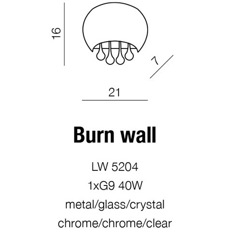 Ścienna lampa sypialniana Burn szklana glamour chrom