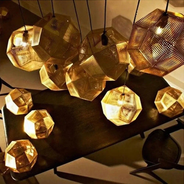Lampa wisząca geometryczna FUTURI STAR ST-5001-S złota stalowa E27 klosz do sypialni