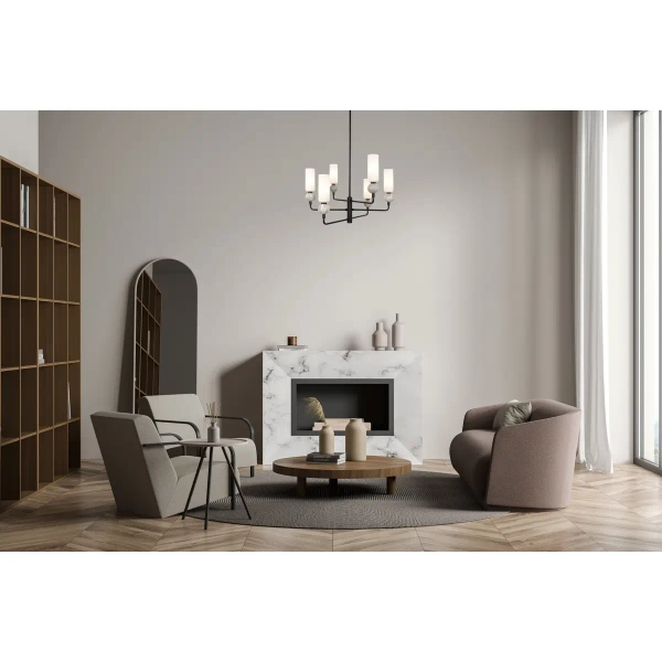 Żyrandol do sypialni Santos PND-95331-6-BK tuby białe szare czarne