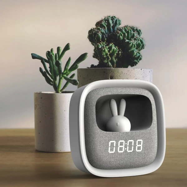 Nocna lampka z budzikiem Bunny 328144 LED 1,2W 3000K królik szary biały