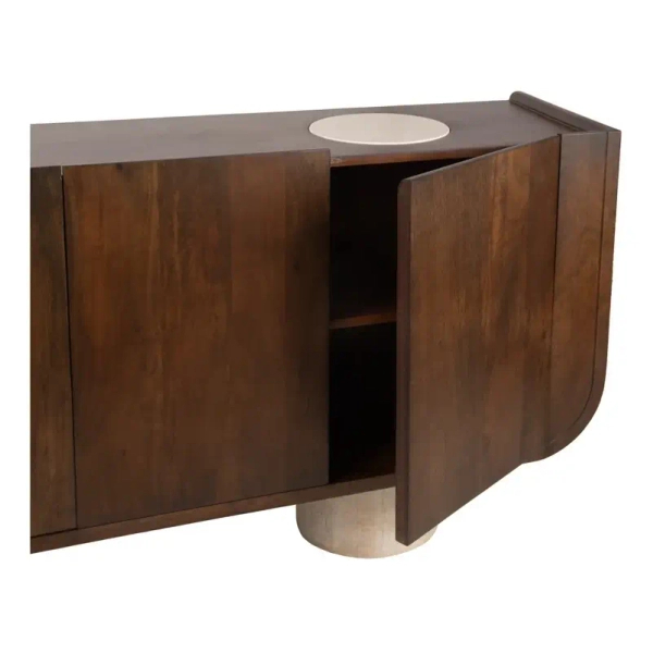 Szafka niska PAGODA MM001501100408 brązowa drewniana dekor marmuru 180cm