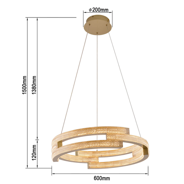 Lampa wisząca Tarja LP-1810/1P GD LED 36W 3000-6000K metalowa złota