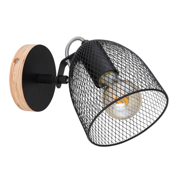Ścienna lampa ruchoma Josina 54034-1 druciana czarna drewno