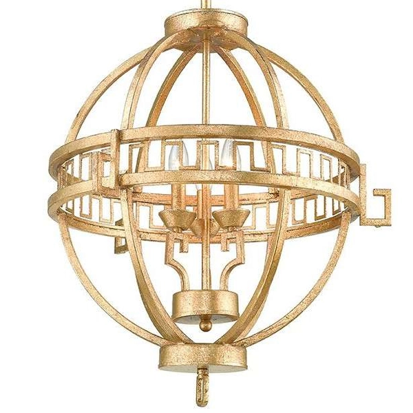 Industrialna LAMPA wisząca Lemuria GN-LEMURIA-3P-A Elstead GILDED NOLA wiktoriańska OPRAWA metalowy ZWIS kula złota