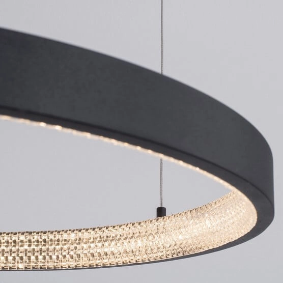 Wisząca LAMPA glamour MORON LE41723 Luces Exclusivas metalowa OPRAWA pierścień ZWIS LED 37W 3000K z krysztakami czarny