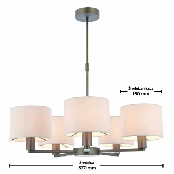 Wielopunktowa lampa wisząca Daley 73017 Endon antyczny brąz biała