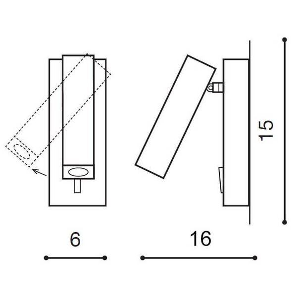 Lampa przyścienna z włącznikiem ANGUS AZ2446 LED 3W 3100K regulowana biały