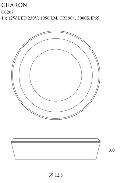 Sufitowa LAMPA metalowa CHARON C0207 Maxlight okrągły plafon LED 12W 3000K łazienkowy przysufitowy IP65 biały