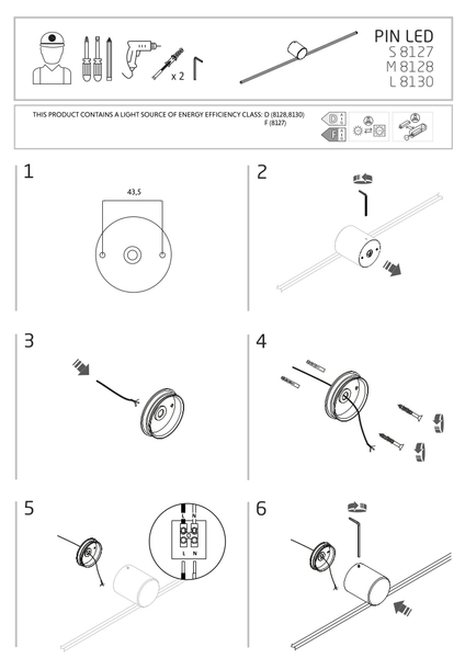 Lampa ścienna nad obraz PIN 8128 kinkiet 10W 4000K listwa czarna