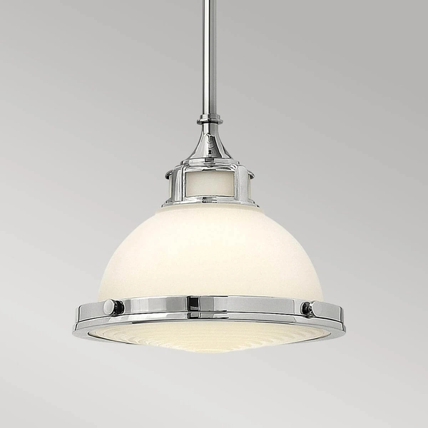 Wisząca lampa retro Amelia HK-AMELIA-P-S-CM metalowa chrom biały