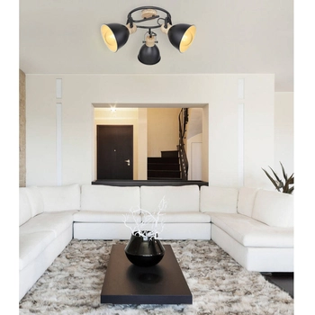 Loftowa LAMPA sufitowa WIHO 54018-3S Globo metalowa OPRAWA industrialna regulowana czarna drewno