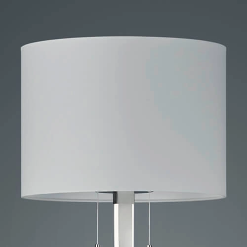 Stojąca lampa do salonu Nandor 475310307 metalowa z abażurem biała nikiel