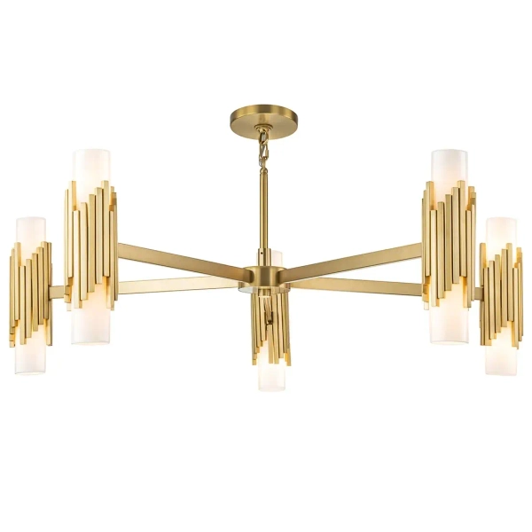 Lampa wisząca glamour Marvele MARVELE10-AB-OPAL tubki mosiądz