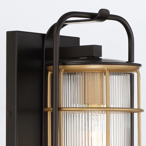 Elewacyjna lampa Rivamar QN-RIVAMAR-M-BLK-GD IP44 lampion złoty czarny