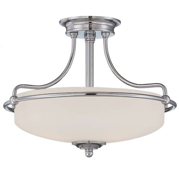 Plafon LAMPA sufitowa QZ-GRIFFIN-SFS-C Elstead QUOIZEL szklana OPRAWA okrągła antyczna polerowany chrom biała