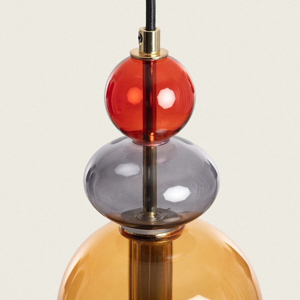 Zwieszana lampa Koloreno ABR-KOLO2-A Abruzzo bursztynowy czerwony dymiony