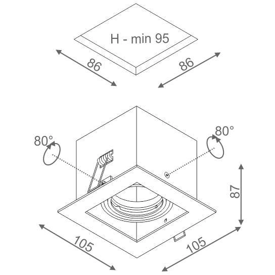 Spot lampa sufitowa SQUARES 36011-0000-T8-PH-03 kwadratowa wpust biały