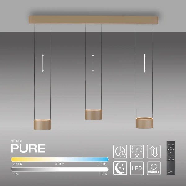 Wisząca lampa sterowana na pilot PURE CLIPSE brązowa 2473-97 3xLED 5W 2200-5000K CCT