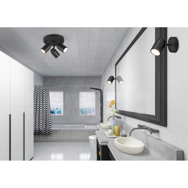 Regulowany reflektorek ścienny BRISA DL132880400 IP44 czarny