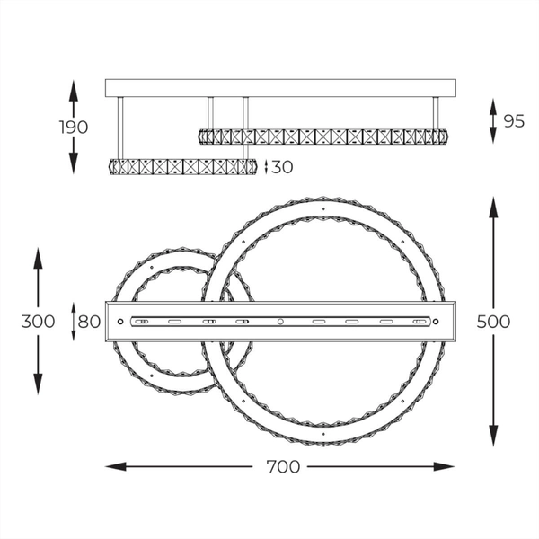 Okrągła Lampa natynkowa Girona MX3713-2-3CT LED 36W 3000K obręcze chrom