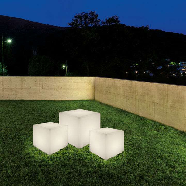 Zewnętrzna LAMPA stojąca CUMULUS CUBE 8965 Nowodvorski ogrodowa OPRAWA outdoor kostka IP44 biała