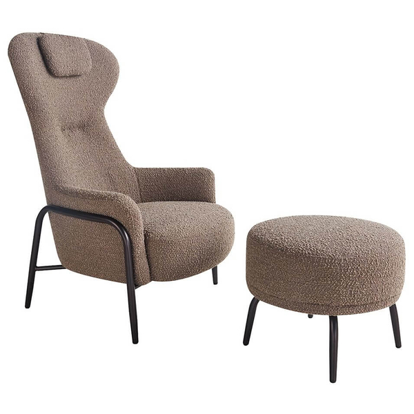 Salonowy fotel Teddy KH1301100125 Grand z podnóżkiem ciemnobrązowy czarny