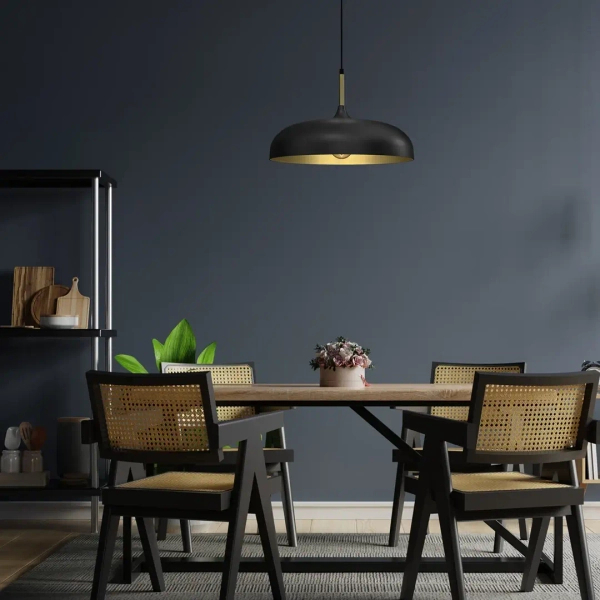 Kopułowa wisząca lampa LINCOLN MLP7898 do salonu metalowa czarna