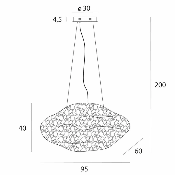 Druciana lampa wisząca STARDUST P0525D Maxlight LED 14W 3000K do salonu czarny