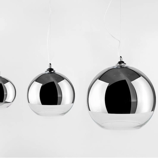 Szklana lampa wisząca Silver Ball kula nad łóżko chrom
