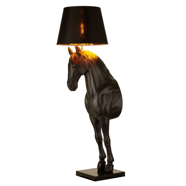 Lampa stojąca HORSE MF1237-600 czarna złota włókno szklane dekoracyjna E27 do sypialni