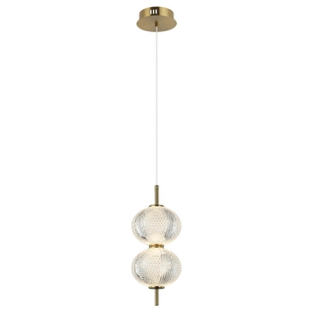 Lampa wisząca Lazie PND-29038-2-GD Italux LED 10W 3000K balls mosiężna przezroczysta