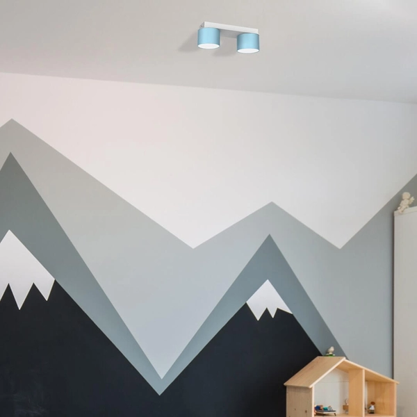 Metalowa lampa sufitowa Dixie tuby białe niebieskie