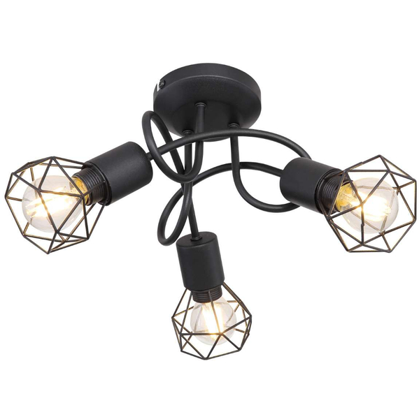 Druciana LAMPA sufitowa XARA I 54802S-3D Globo industrialna OPRAWA metalowy plafon pręty czarne