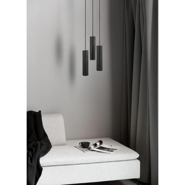 Wisząca lampa potrójna Tilo 2410473003 nad wyspę tuby czarne