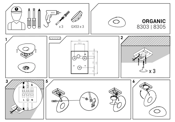 Czarna lampa sufitowa Organic 8303 minimalistyczna do sypialni