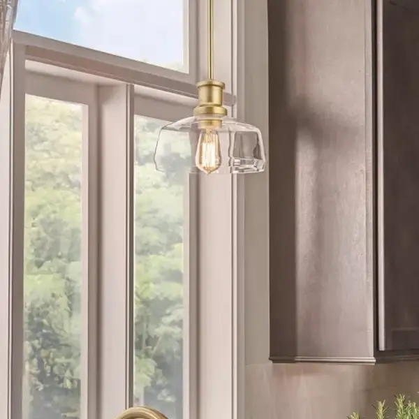 Klasyczna lampa wisząca Nottinghill mosiądz przezroczysta szklana 1xE27 ELS-NOTTINGHILL-P-PNBR