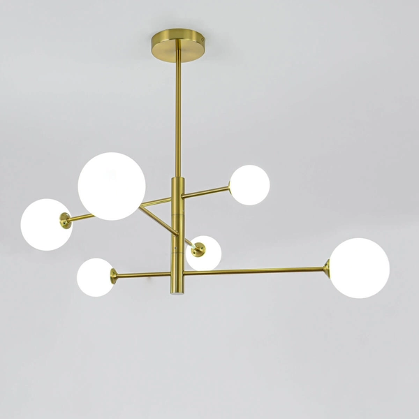 Loftowa LAMPA sufitowa DORADO LP-002/6P Light Prestige metalowa OPRAWA szklane kule plafon molekuły złote białe