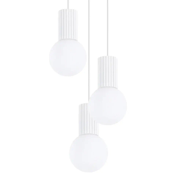 Ryflowana lampa wisząca HALO SL.1710 potrójna kule białe