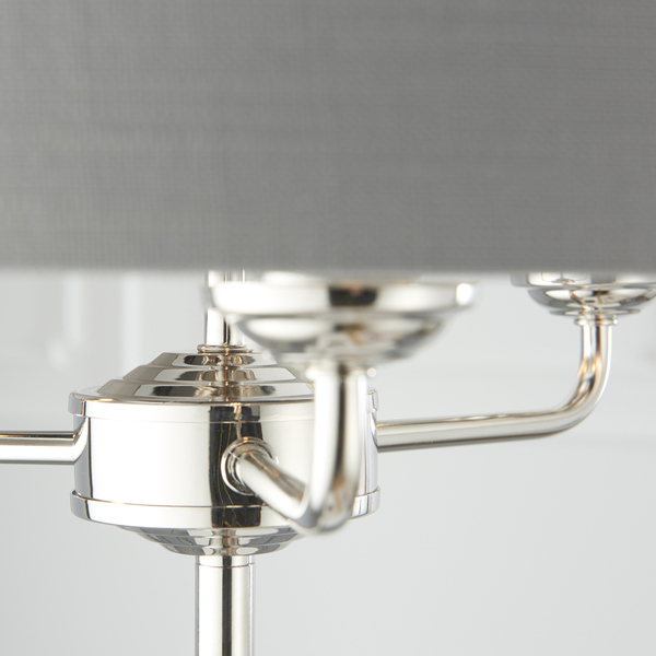 Stojąca lampa z abażurem Highclere 94378 Endon klasyczna szara nikiel