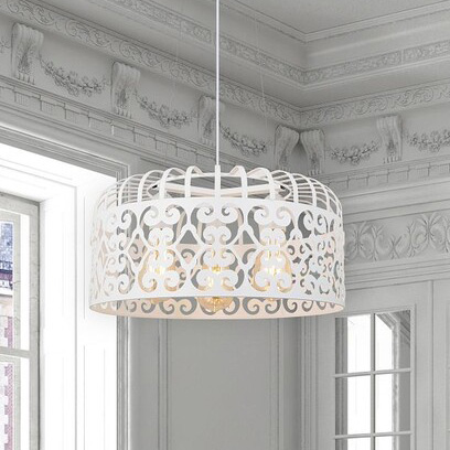 LAMPA wisząca ALESSANDRA 2163 Rabalux ażurowa OPRAWA metalowy zwis vintage biały